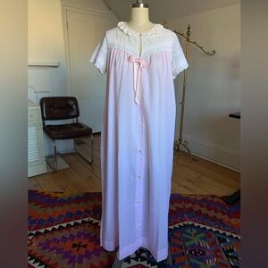 VTG 50s Miss Elaine Pink Lace Trim Nightgown